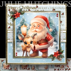Shining light Santa and Rudolph