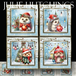 Christmas hedgehogs 8x8 card fronts