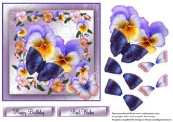 Pansies on Shimmering Lilac Topper