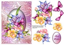 Flora in a Shimmering Pink Frame Card Front