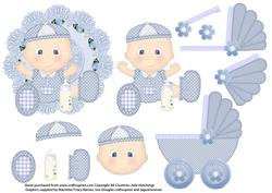 Baby Boy Decoupage for Book Style Topper/card Front