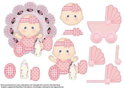 Decoupage for Baby Girl Book Style Card Topper