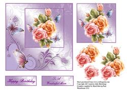 Roses on Shimmering Lilac Topper