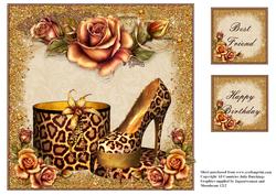 Bling Leopard Print Shoes 8x8 Card Topper