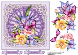 Flora on a Lilac Doiley Card Topper