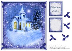 Christmas Wishes Church and Star Card Front