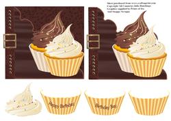 Coffee and Cream Cupcake Male Card Topper