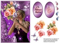 Butterfly Fairy in a Purple Swirl Frame