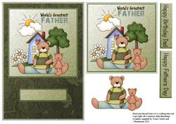 Father and Child Bear Fathers Day/birthday Card Front