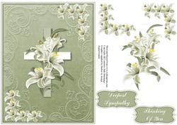 Cross and Lilly Sympathy Card Front