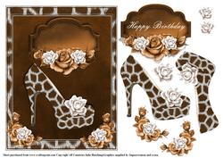 Giraffe Style Shoes with Roses Card Front