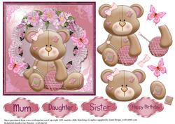 Cute Knit One Purl One Teddy Card Topper