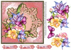 Flowers on a Pink and Gold Doiley