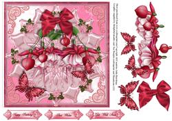Fushia's on Satin Style Card Topper/front