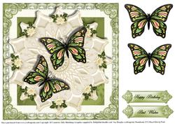 Flutters and Lace in Green Card Topper