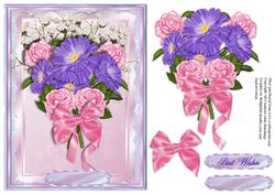 Bunch of Periwinkle and Roses Card Front
