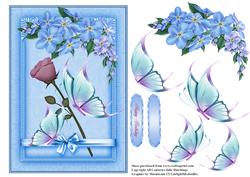Mother and Child Flutters in Blue Card Front