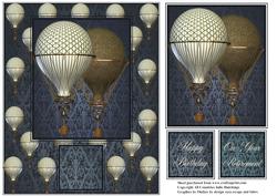 Steampunk Style Balloons in Blue Card Front