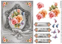 Vintage Style Silver Card Front Anniversary/wedding