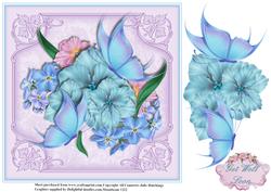 Blue Flora and Flutters Card Topper