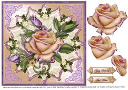 Beautiful Peach Rose on Satin Topper