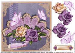 Lilac and Peach Fan with Roses Topper