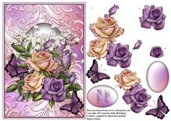 Roses on a Shimmering Swirl Frame Card Front