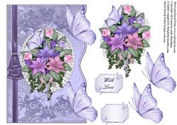 Curved Edge Butterfly and Bouquet Card Front