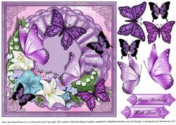 Lilac and Mauve Flutters Card Topper