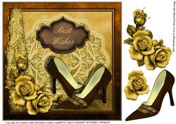 Classy Lady in Browns and Golds Shoe Card Topper