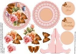 Peach and Pink Roses Plate Card