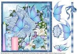 Flutters and Candle in Blue Card Topper
