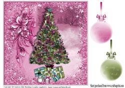 Pink Christmas Tree Card Topper