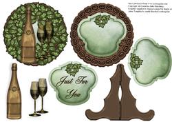 Wine and Glasses Plate with Stand