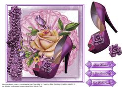 Peep Toe and Rose Bling Card Topper