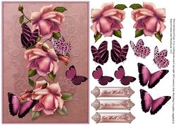 Blushing Roses on Dusky Pink Card Front