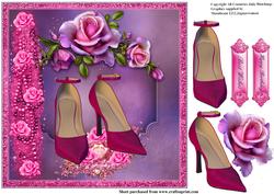 Cerise Shoes with Sparkle and Roses
