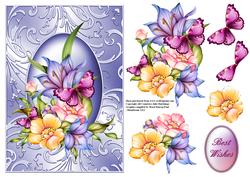 Flora in Shimmering Blue Frame