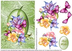 Flora in a Shimmering Green Frame