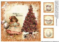 Little Girl Vintage Christmas Card Topper