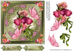 Gorgeous Green and Pinks Floral Card Topper