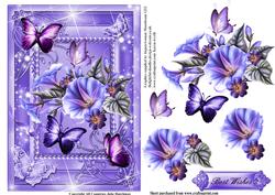 Morning Glory in a Sparkling Blue Frame Card Front