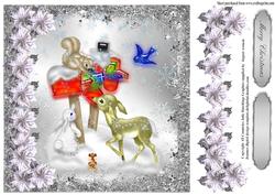 Cute Vintage Style Christmas Presents Card Topper