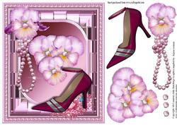 Mirror Style Frame with Pansy and Shoe Card Front