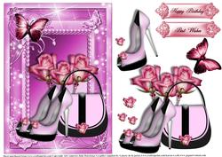 Gorgeous Pink Shoes and Handbag Card Front