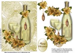 Golden Poinsettia and Bottle Card Front