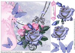 Pink and Blue Rose Card Topper