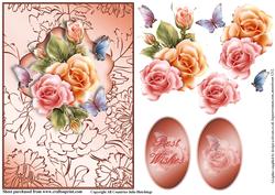 Pretty Pink and Peach Roses Card Front