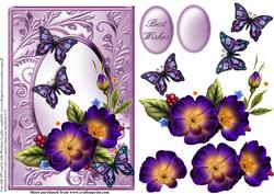 Beautiful Flora and Butterfly's in Lilac Swirl Frame