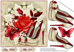 Cream and Red Shoes and Red Rose Toper